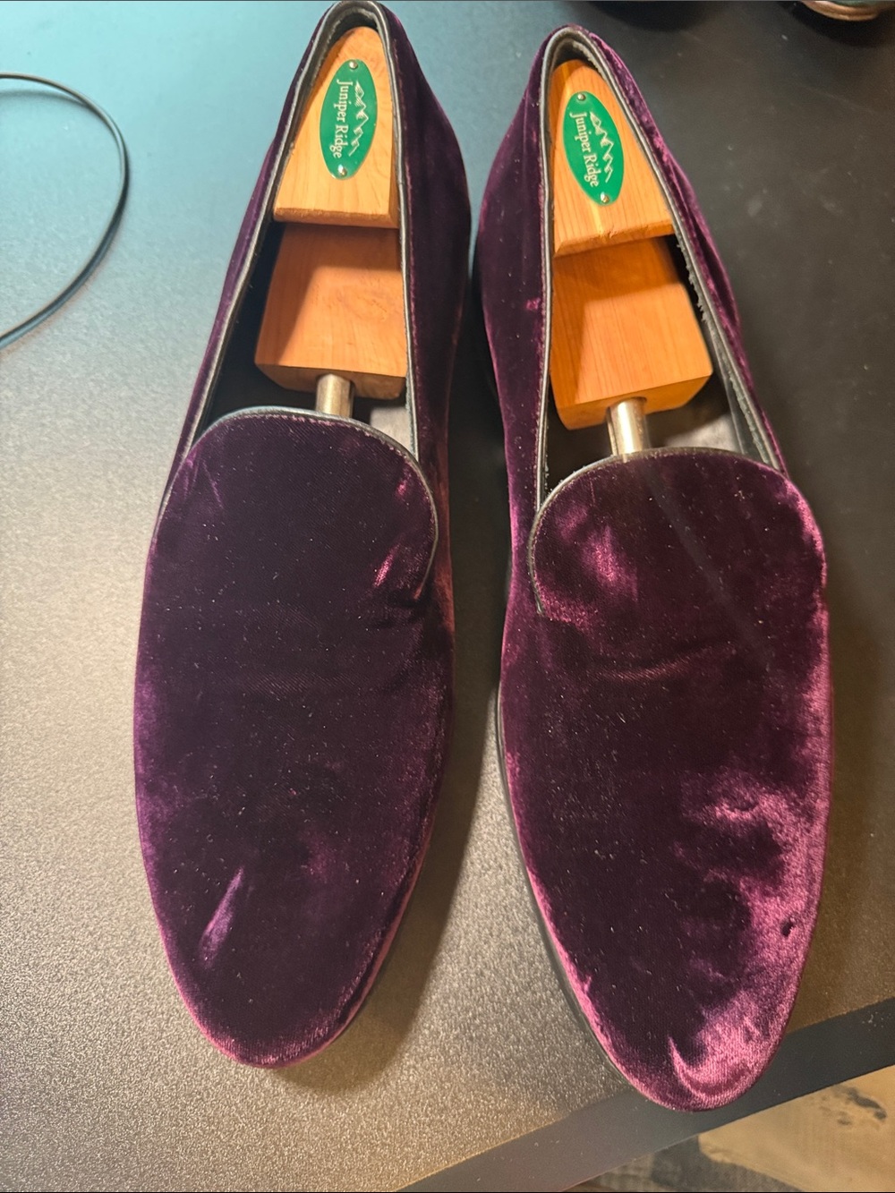 Harry’s of London Men's Velvet Slip-On Loafers in Deep Purple